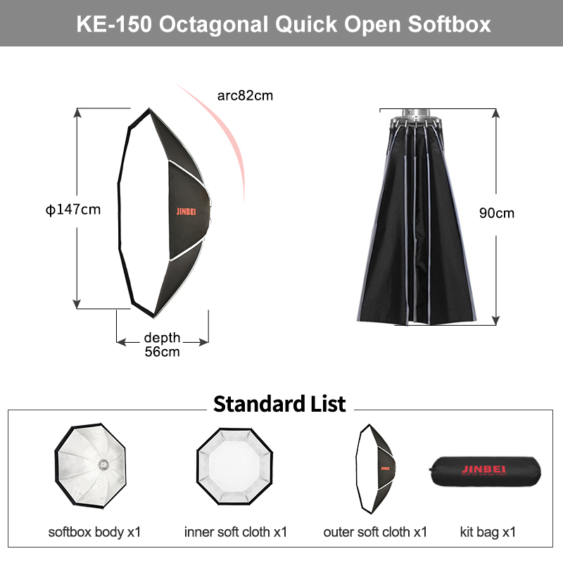 JINBEI KE- 150cm Soft Box Octa - Plyo Box Set ulasan dan harga
